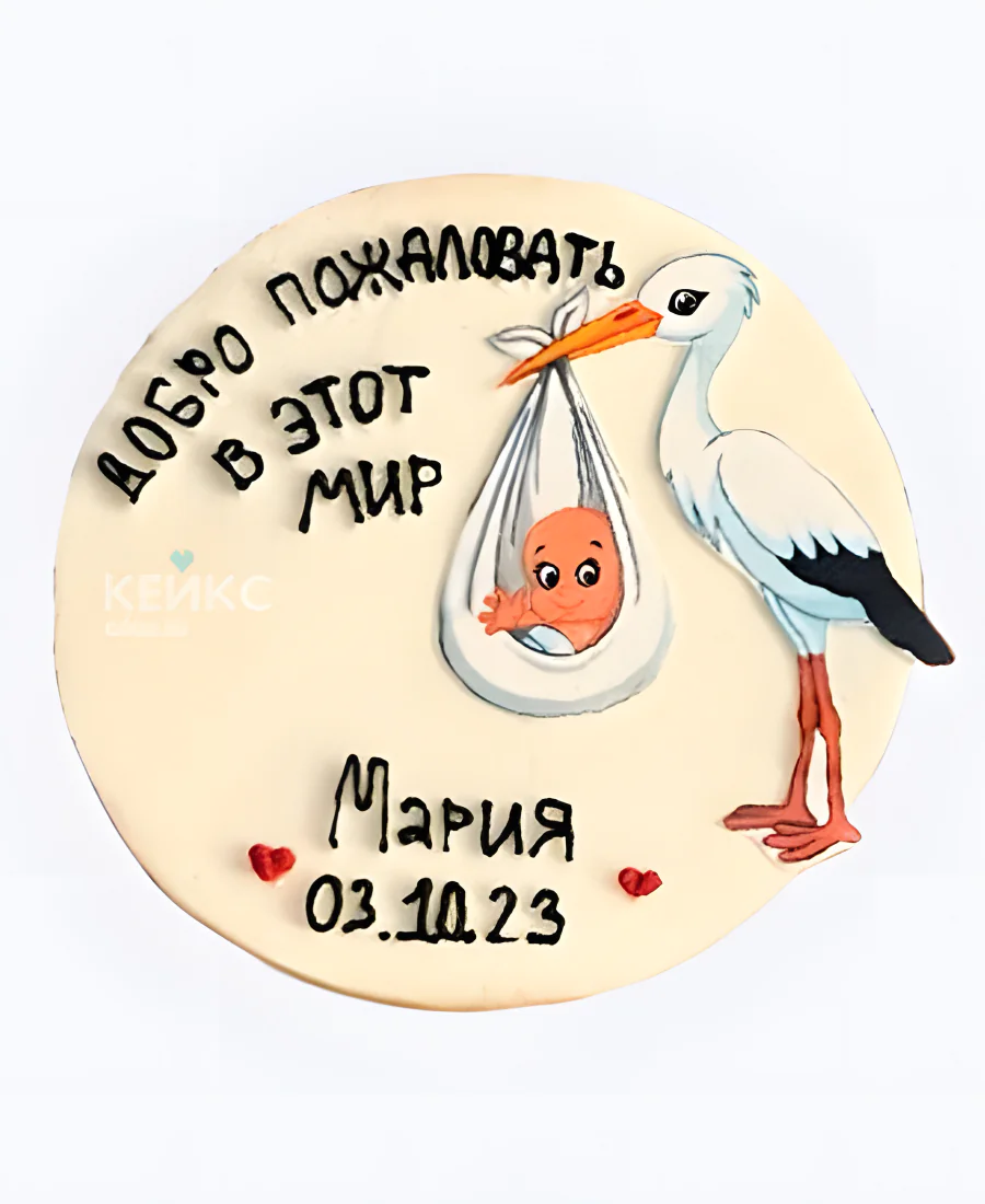 Торт с метрикой Аист Фото