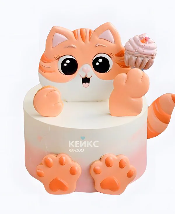 Торт с рыжим котиком девочке Торт с рыжим котиком девочке Фото