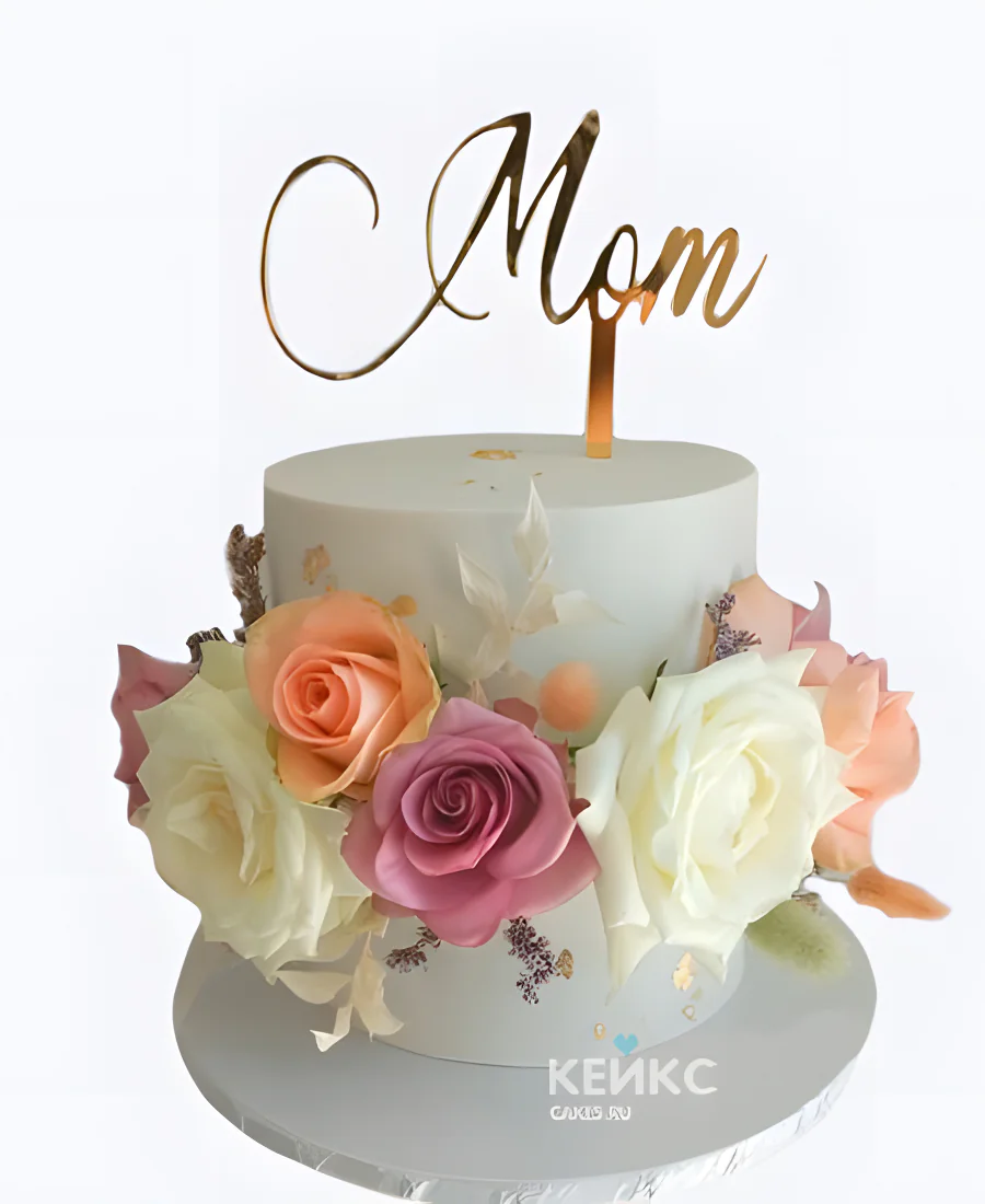 Торт с цветами на юбилей маме Торт с цветами на юбилей маме Фото