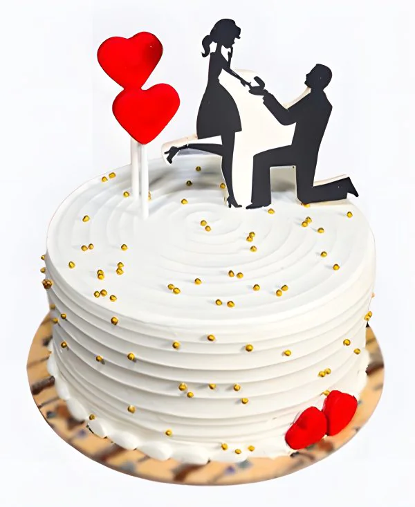 Торт с влюбленными и сердцами на сватовство Торт с влюбленными и сердцами на сватовство Фото