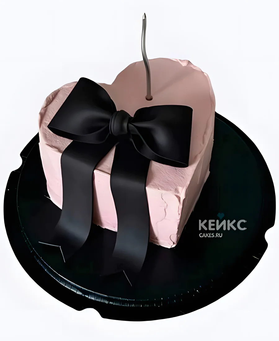 Торт сердце с черным бантом Торт сердце с черным бантом Фото
