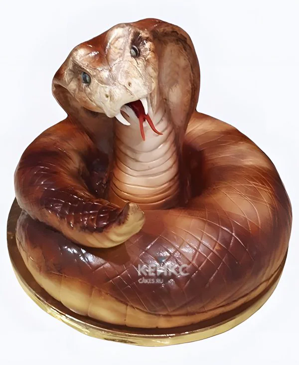 Торт Коричневая 3D кобра Фото