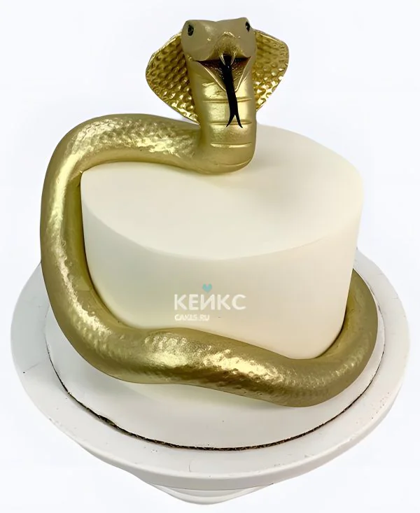 Торт Минимализм с золотой змеей Фото