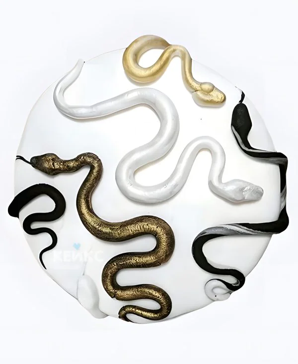 Торт змея на белом торте Фото