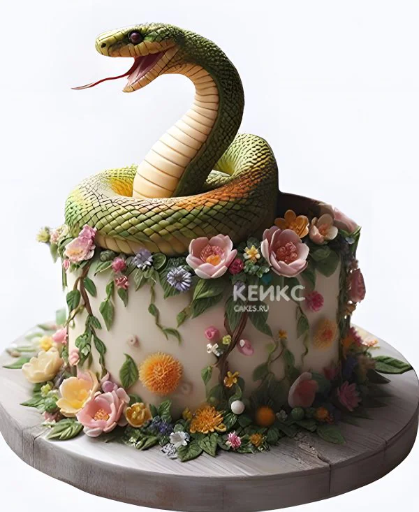Торт Змея в цветах Фото