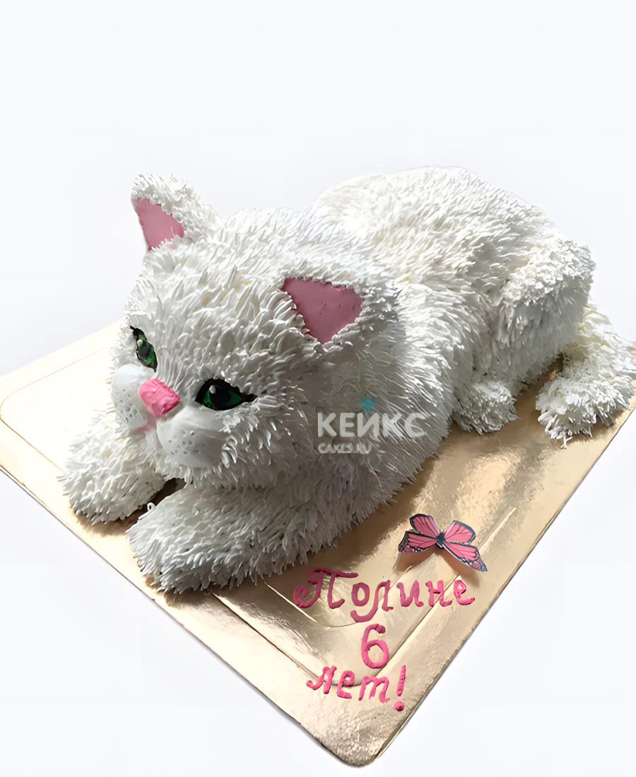 Торт в виде белой кошечки для девочки Фото