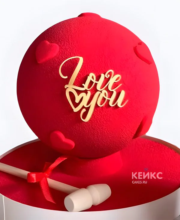 Торт в виде бомбы красный Люблю Торт в виде бомбы красный Люблю Фото