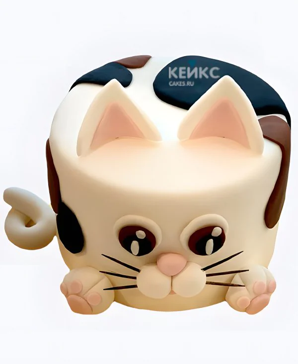 Торт в виде забавного котика девочке Торт в виде забавного котика девочке Фото