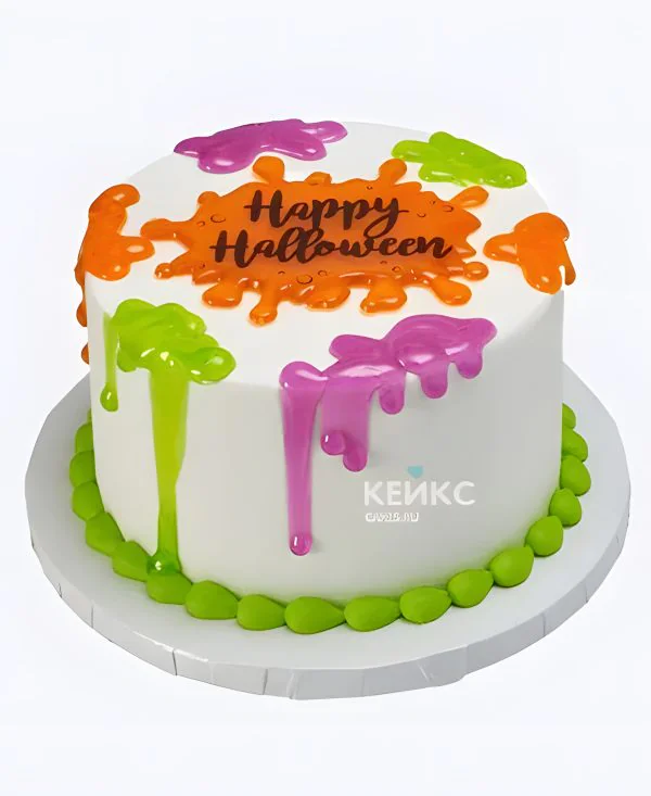 Тортик для девочки с подтеками слайма и красивой надписью Тортик для девочки с подтеками слайма и красивой надписью Фото