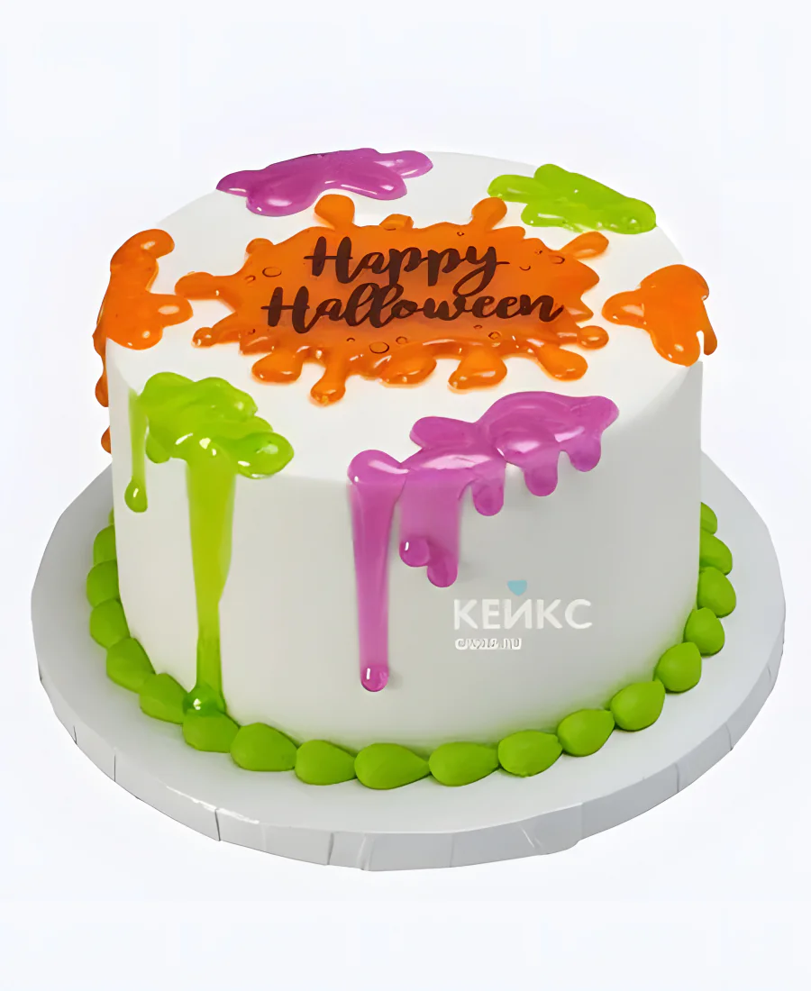 Тортик для девочки с подтеками слайма и красивой надписью Тортик для девочки с подтеками слайма и красивой надписью Фото