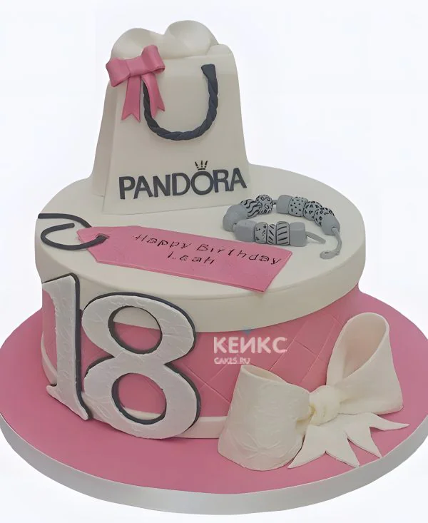 Тортик с пакетом пандора и белым бантиком на день рождения девочки Тортик с пакетом пандора и белым бантиком на день рождения девочки Фото