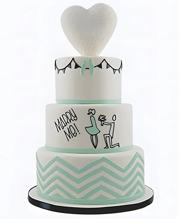 Трехъярусный торт на сватовство с белым сердцем Трехъярусный торт на сватовство с белым сердцем Фото