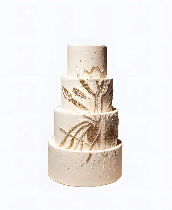Трендовый свадебный торт с эстетичным узором Трендовый свадебный торт с эстетичным узором Фото