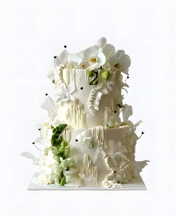 Трендовый торт на свадьбу с цветами орхидеи Трендовый торт на свадьбу с цветами орхидеи Фото