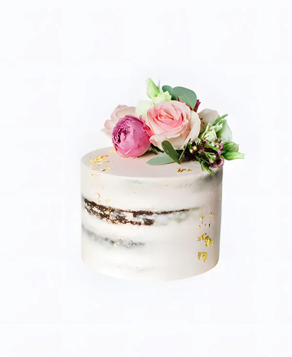 Трендовый торт на свадьбу с красивыми цветами Трендовый торт на свадьбу с красивыми цветами Фото