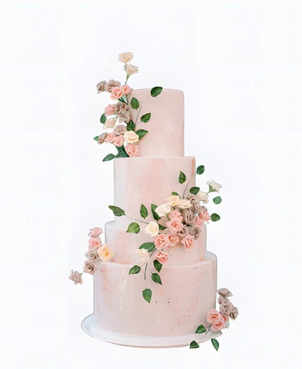 Трендовый торт пудрового цвета на свадьбу Трендовый торт пудрового цвета на свадьбу Фото