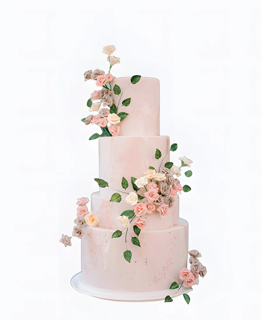 Трендовый торт пудрового цвета на свадьбу Трендовый торт пудрового цвета на свадьбу Фото