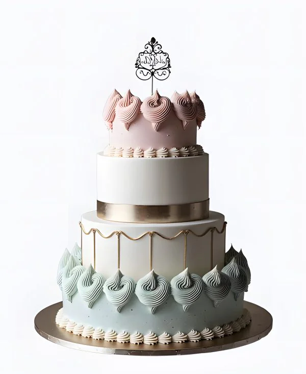 Трендовый торт с разноцветными ярусами на свадьбу Трендовый торт с разноцветными ярусами на свадьбу Фото