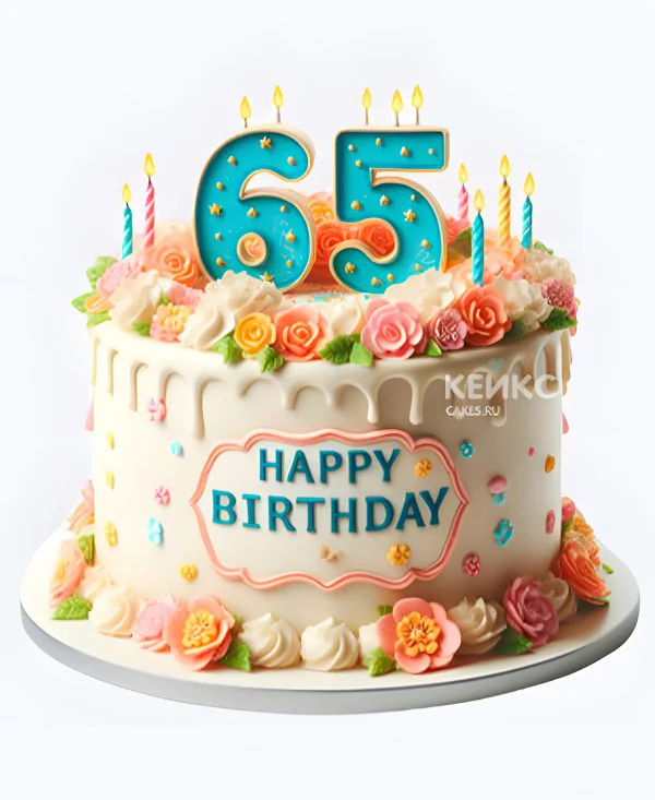 Цветочный торт на юбилей 65 лет Цветочный торт на юбилей 65 лет Фото