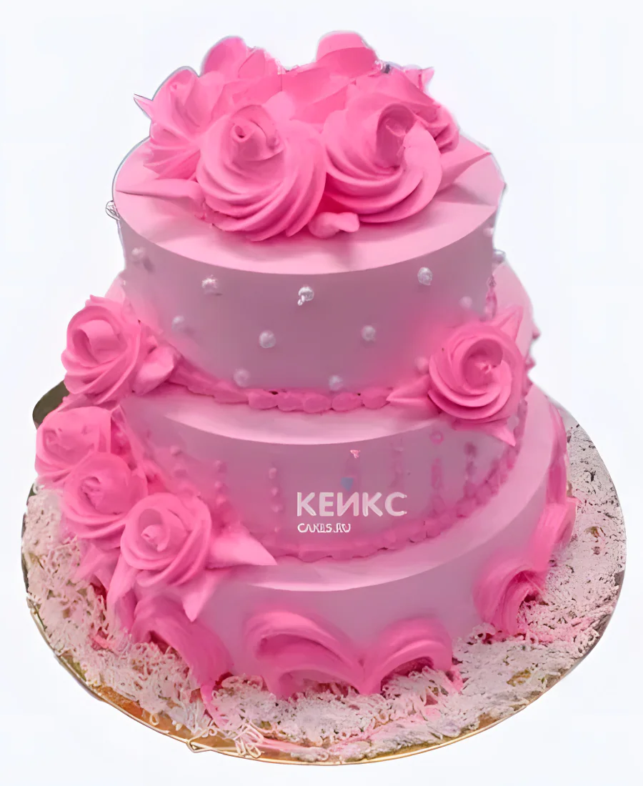 Восхитительный розовый торт для девочки с розами Восхитительный розовый торт для девочки с розами Фото