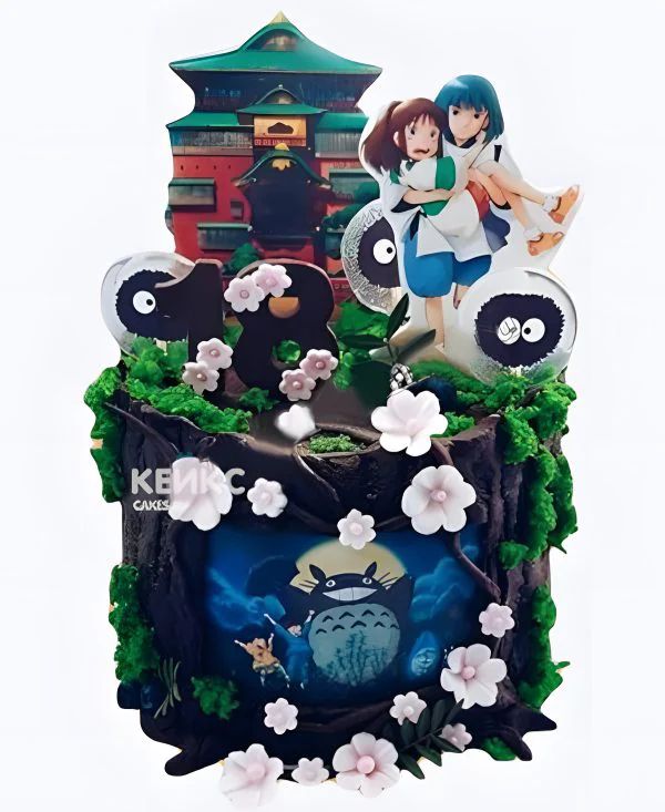 Впечатляющий торт на день рождения аниме Унесенные призраками Впечатляющий торт на день рождения аниме Унесенные призраками Фото