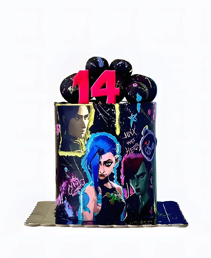 Яркий торт на день рождения Аркейн Яркий торт на день рождения Аркейн Фото