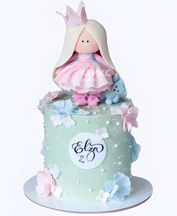 Зеленый торт Принцессе с цветочками Зеленый торт Принцессе с цветочками Фото