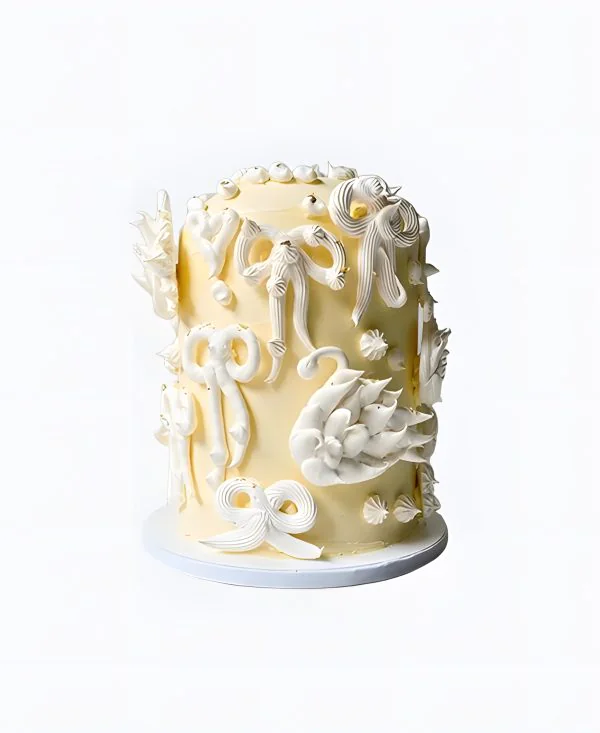Желтый трендовый торт на свадьбу Желтый трендовый торт на свадьбу Фото