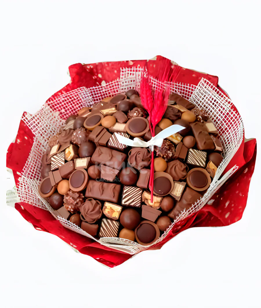 Большой букет из конфет и цветов 1 Фото