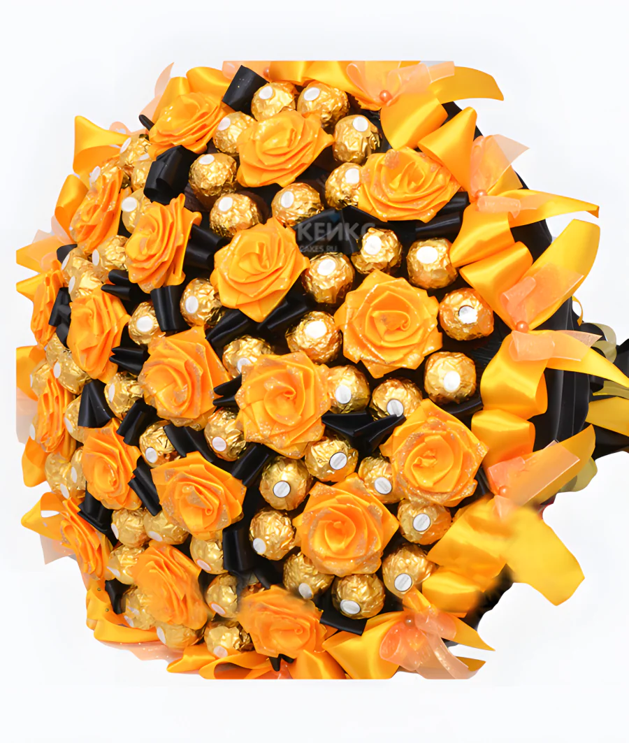 Большой букет из конфет и цветов 3 Фото