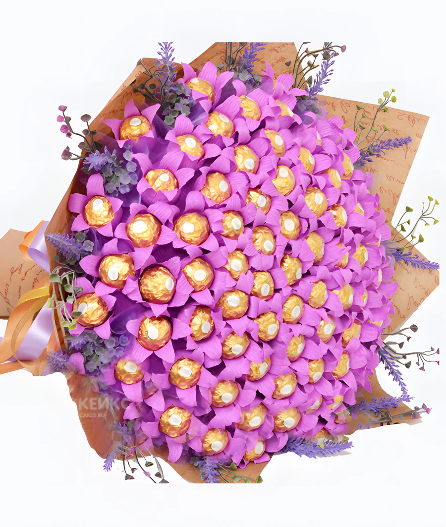 Большой букет из конфет и цветов 5 Фото