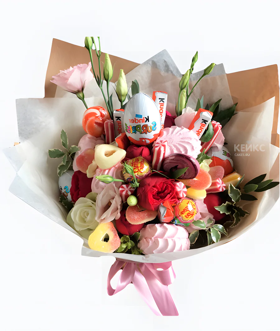 Букет из чупа чупсов и киндеров 2 Фото