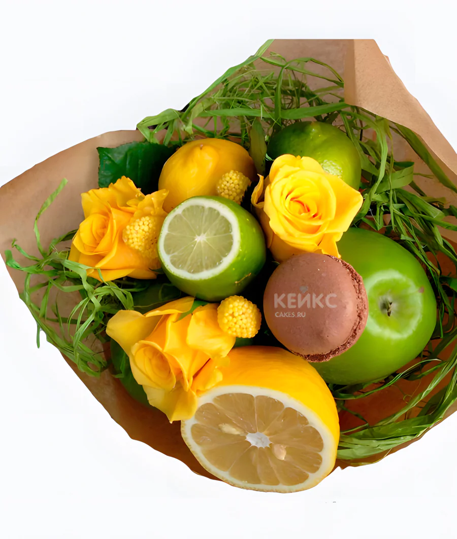 Букет из цитрусов с цветами 1 Фото