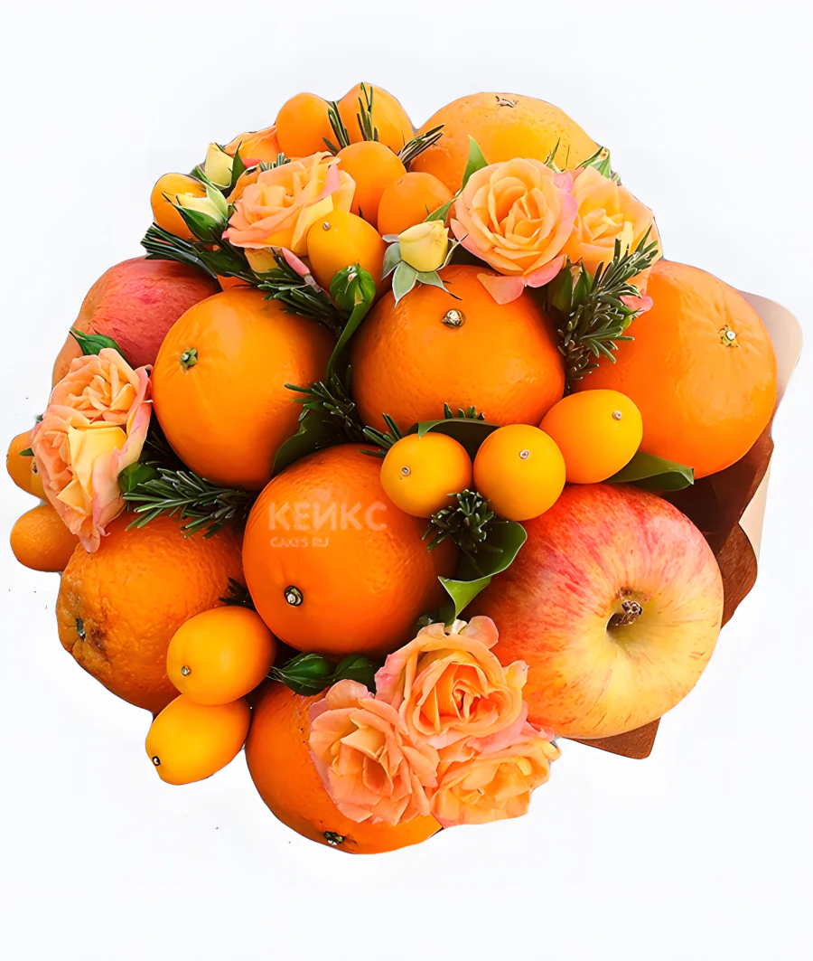 Букет из яблок и мандаринов 3 Фото
