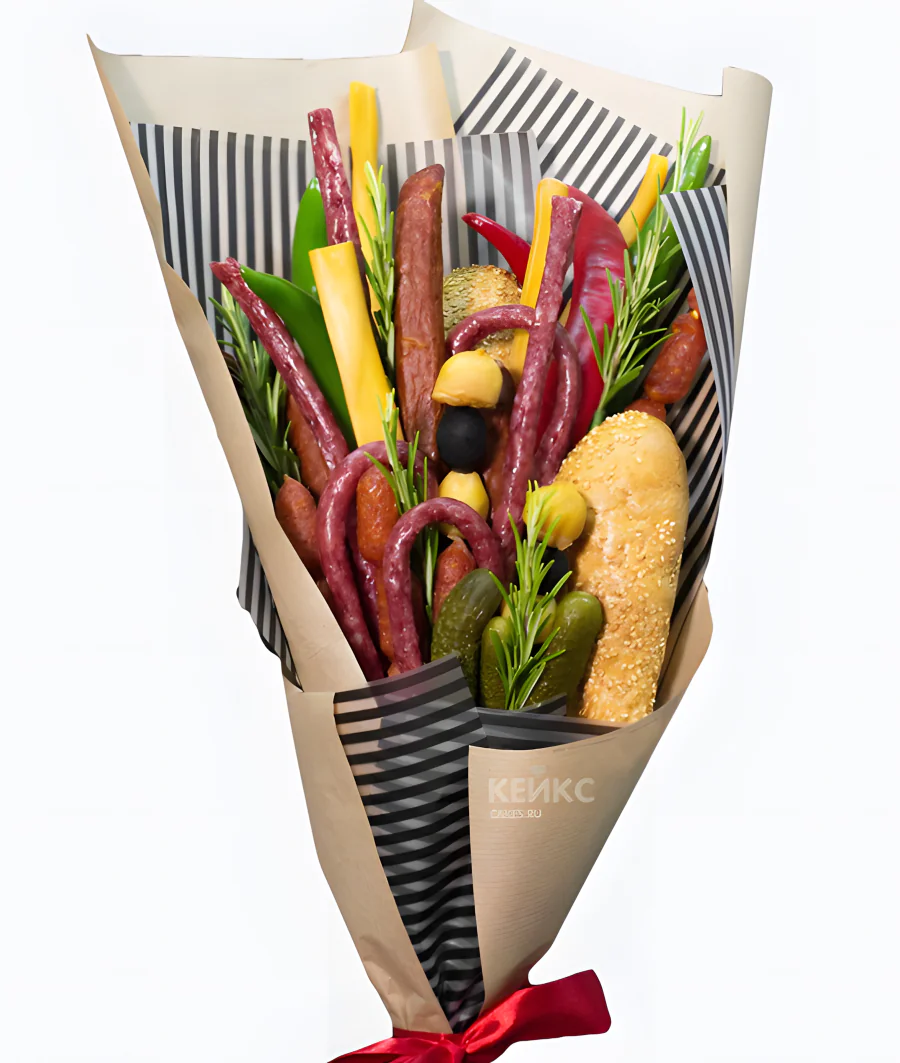 Букет из колбасы и хлеба 7 Фото