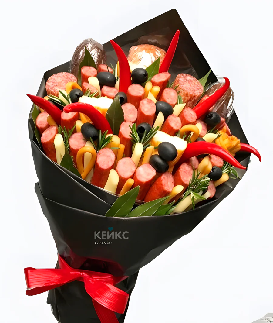 Букет из колбасы и хлеба Фото