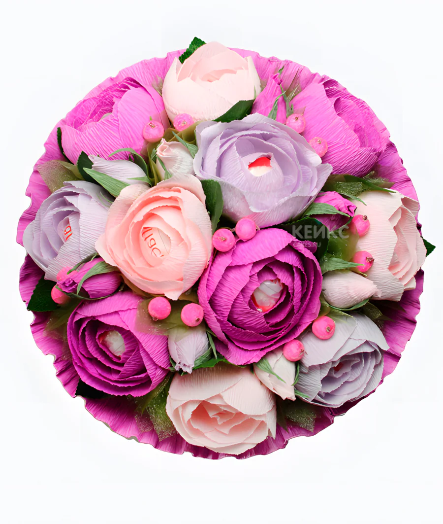 Букет из конфет и пионов 3 Фото