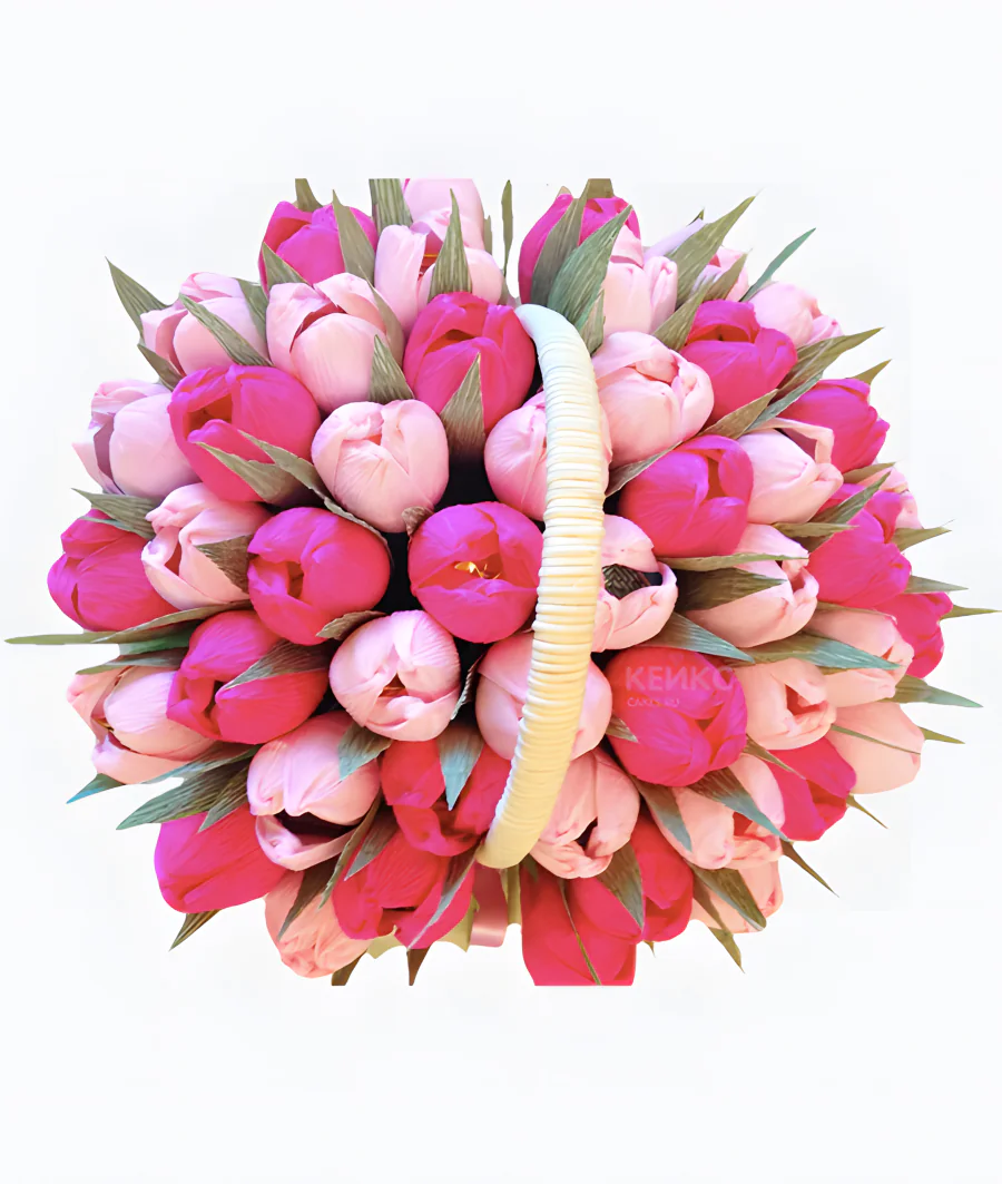 Букет из конфет и тюльпанов 1 Фото