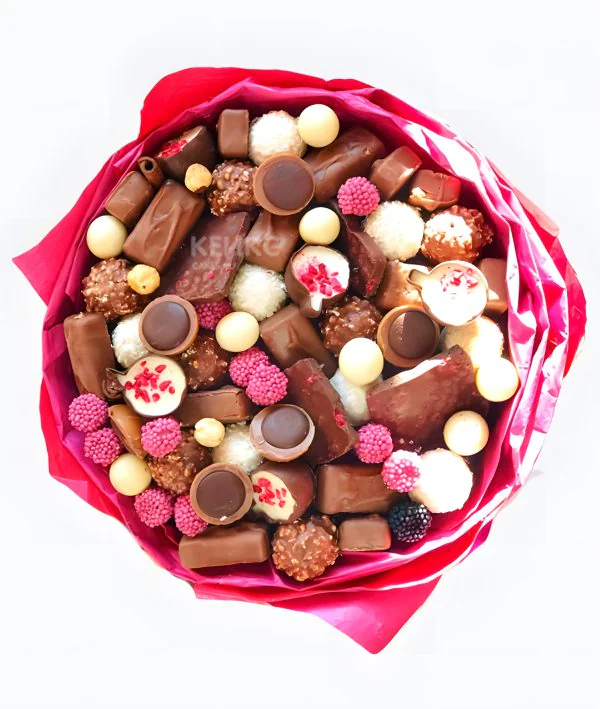 Букет из конфет с печеньями 1 Фото