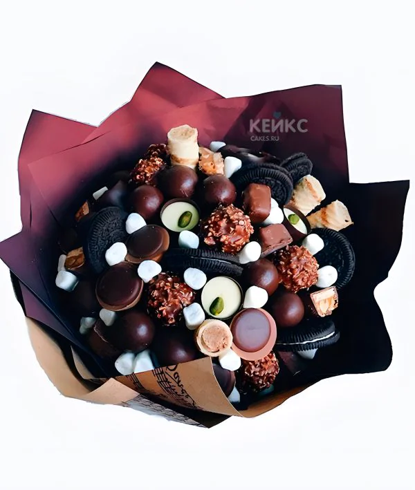 Букет из конфет с печеньями Фото