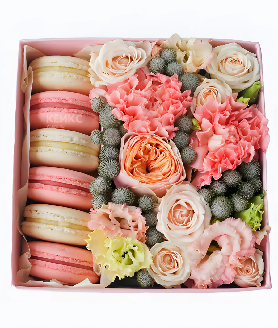 Букет из макарон в коробке 1 Фото