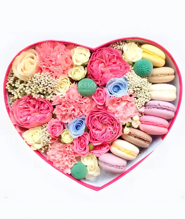 Букет из макарон в коробке 5 Фото