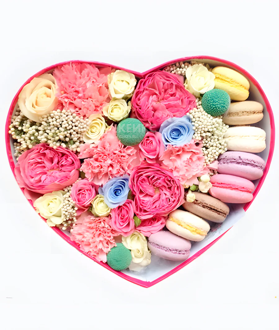 Букет из макарон в коробке 5 Фото