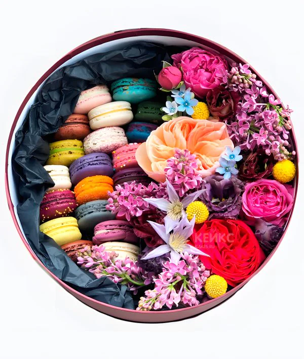 Букет из макарон в коробке 6 Фото