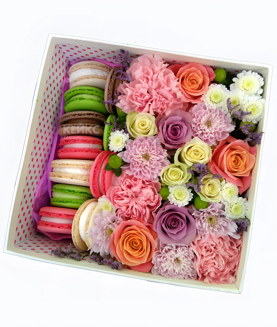 Букет из макарон в коробке 7 Фото