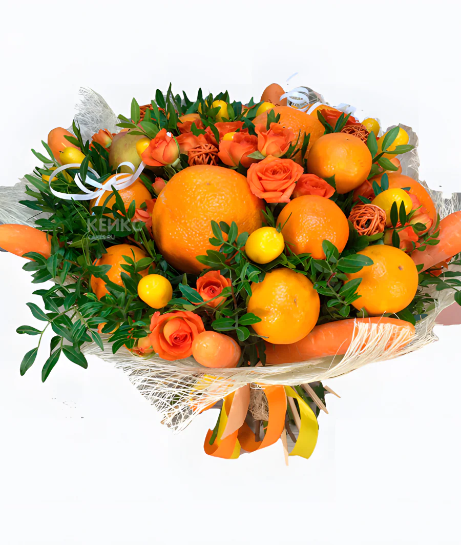 Букет из мандаринов и фруктов 3 Фото