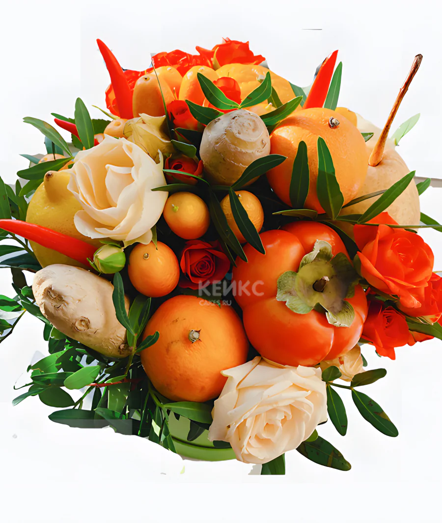 Букет из мандаринов и хурмы 1 Фото
