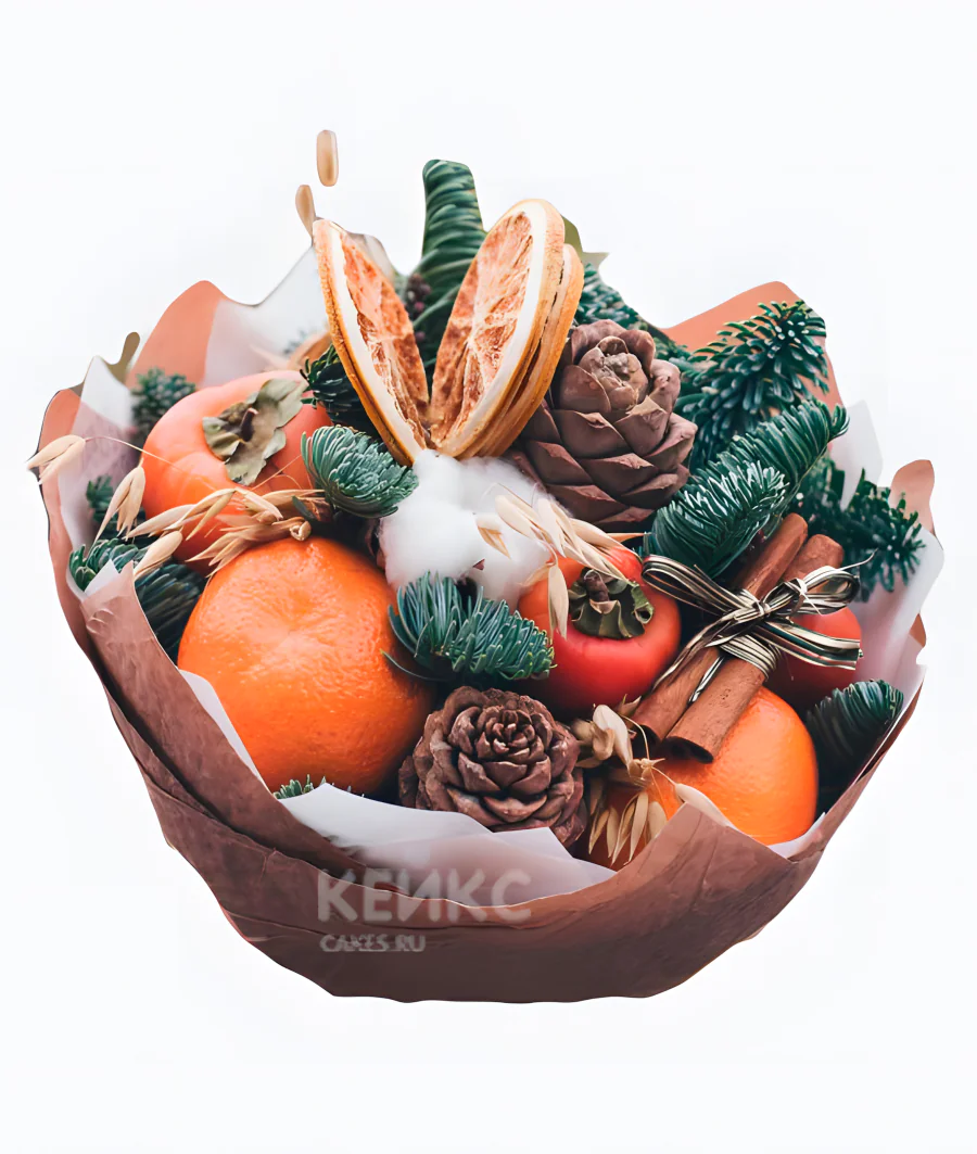 Букет из мандаринов и хурмы 2 Фото