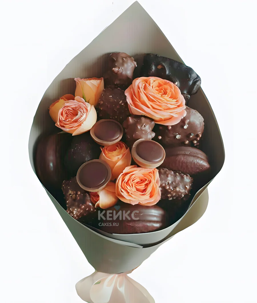 Букет маленький с шоколадом 2 Фото