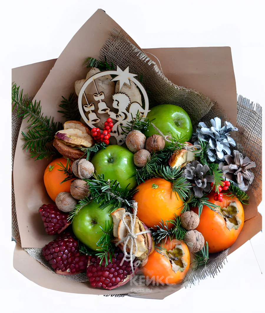 Букет на Новый год из фруктов  3 Фото